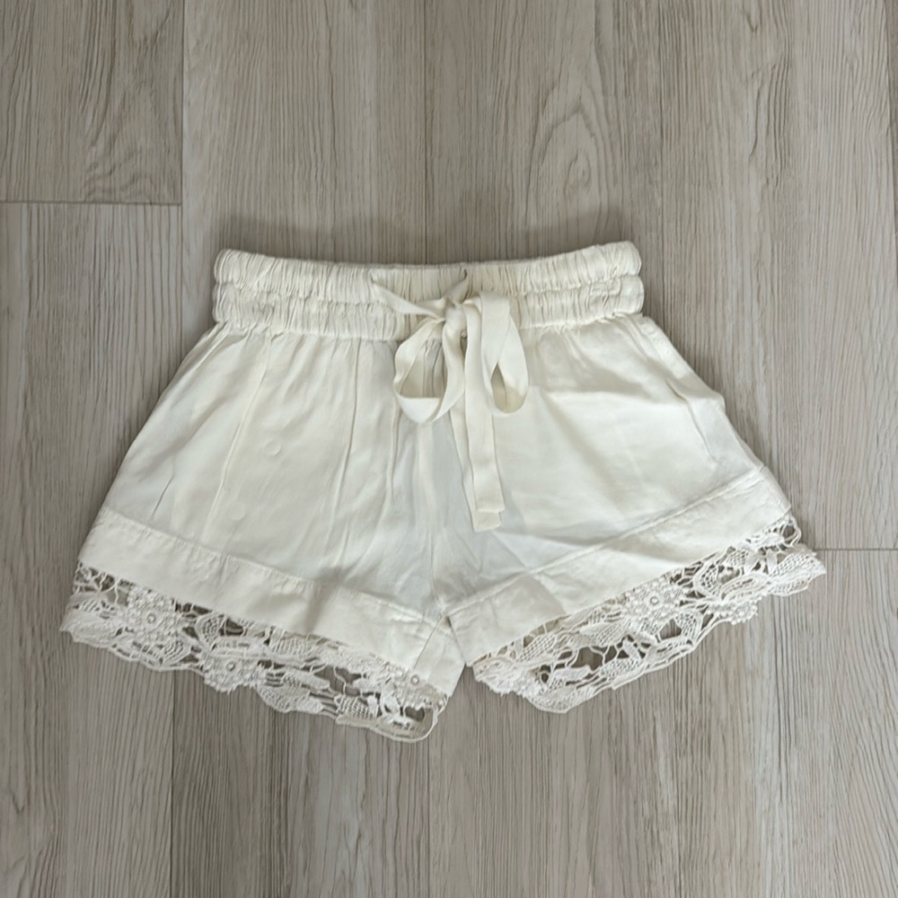 IRO crepe lace trim shorts